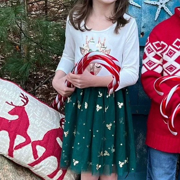 Reindeer holiday dress girls size 7 - Picture 6 of 7
